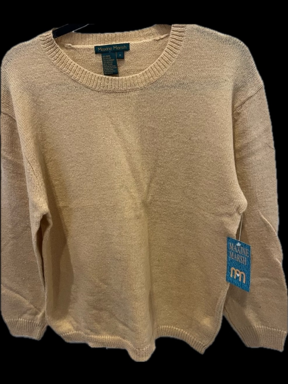 NWT 90’s Tan Maxine Marsh Vintage Hand-loomed Crew Neck Soft ladies Sweater QVC